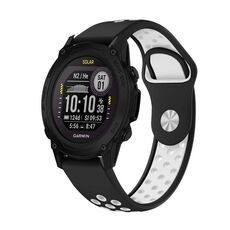 Per cinturino sportivo in silicone traspirante Garmin Descent G1 22mm (nero + bianco)