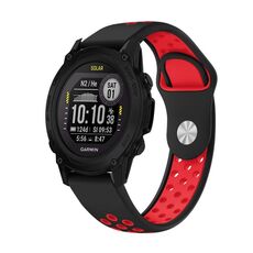 Per cinturino sportivo in silicone traspirante Garmin Descent G1 22mm (nero + rosso)
