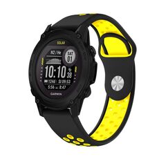 Per cinturino sportivo in silicone traspirante Garmin Descent G1 22mm (nero + giallo)
