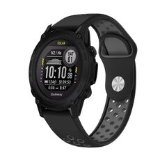 Per cinturino sportivo in silicone traspirante Garmin Descent G1 22mm (nero + grigio)