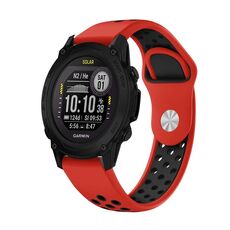 Per cinturino sportivo in silicone traspirante Garmin Descent G1 22mm (rosso + nero)