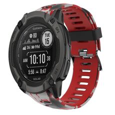 Per Garmin Instinct 2X Solar 26mm Cinturino in silicone stampato mimetico (rosso + mimetico militare)