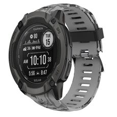 Per Garmin Instinct 2X Solar 26mm Cinturino in silicone stampato mimetico (grigio + mimetico militare)