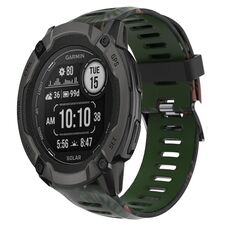 Per Garmin Instinct 2X Solar 26mm Camouflage cinturino in silicone stampato (verde militare + bambù mimetico)