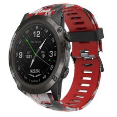 Per Garmin D2 Delta PX 26mm Cinturino in silicone stampato mimetico (rosso + mimetico militare)