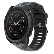 Per Garmin Tactix 7 Pro 26mm Cinturino in silicone stampato mimetico (nero + mimetico digitale)