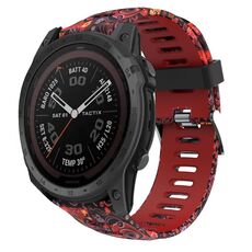 Per Garmin Tactix 7 Pro 26mm Cinturino in silicone stampato mimetico (rosso + mimetico medusa)
