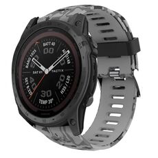 Per Garmin Tactix 7 Pro 26mm Cinturino in silicone stampato mimetico (grigio + mimetico militare)