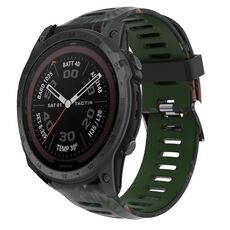 Per Garmin Tactix 7 Pro 26mm Cinturino in silicone stampato mimetico (verde militare + mimetico di bambù)