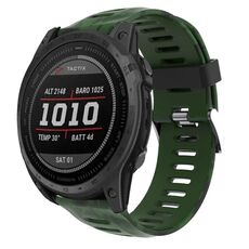 Per Garmin Fenix 7X 26mm Cinturino in silicone stampato mimetico (verde militare + mimetico militare)