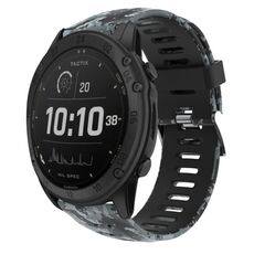 Per Garmin Tactix Delta 26mm Cinturino in silicone stampato mimetico (nero + mimetico digitale)