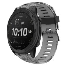 Per Garmin Tactix Delta 26mm Cinturino in silicone con stampa mimetica (grigio + mimetico militare)