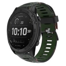 Per Garmin Tactix Delta 26mm Camouflage cinturino in silicone stampato (verde militare + bambù mimetico)