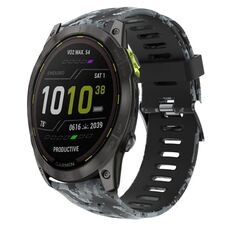 Per Garmin Enduro 2 26mm Cinturino in silicone stampato mimetico (nero + mimetico digitale)