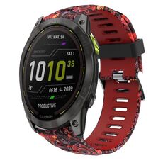 Per Garmin Enduro 2 26mm Cinturino in silicone stampato mimetico (rosso + mimetico medusa)