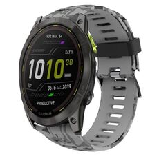 Per cinturino Garmin Enduro 2 26mm in silicone stampato mimetico (grigio + mimetico militare)