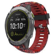 Per Garmin Enduro 26mm Cinturino in silicone stampato mimetico (rosso + mimetico medusa)
