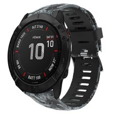 Per Garmin Fenix 6X 26mm Cinturino in silicone stampato mimetico (nero + mimetico digitale)