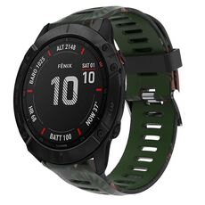 Per Garmin Fenix 6X 26mm Cinturino in silicone stampato mimetico (verde militare + mimetico di bambù)