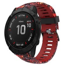 Per Garmin Fenix 6X Pro 26mm Cinturino in silicone stampato mimetico (rosso + mimetico medusa)