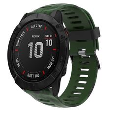 Per Garmin Fenix 6X Sapphire 26mm Cinturino in silicone stampato mimetico (verde militare + mimetico militare)