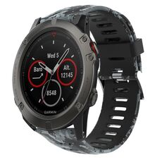 Per Garmin Fenix 5X Sapphire 26mm Cinturino in silicone stampato mimetico (nero + mimetico digitale)