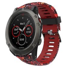 Per Garmin Fenix 5X Sapphire 26mm Cinturino in silicone stampato mimetico (rosso + mimetico medusa)