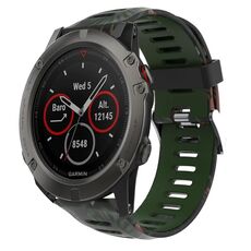 Per Garmin Fenix 5X Sapphire 26mm Cinturino in silicone stampato mimetico (verde militare + mimetico di bambù)