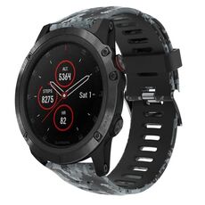 Per Garmin Fenix 5X Plus 26mm Cinturino in silicone stampato mimetico (nero + mimetico digitale)