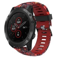 Per Garmin Fenix 5X Plus 26mm Cinturino in silicone stampato mimetico (rosso + mimetico medusa)