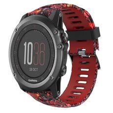 Per Garmin Fenix 3 26mm Cinturino in silicone stampato mimetico (rosso + mimetico medusa)