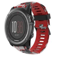 Per Garmin Fenix 3 26mm Cinturino in silicone stampato mimetico (rosso + mimetico militare)