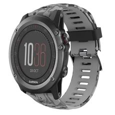 Per Garmin Fenix 3 26mm Cinturino in silicone stampato mimetico (grigio + mimetico militare)