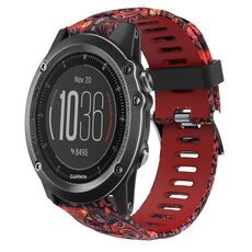 Per Garmin Fenix 3 HR 26mm Cinturino in silicone stampato mimetico (rosso + mimetico medusa)