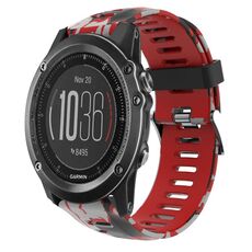 Per Garmin Fenix 3 HR 26mm Cinturino in silicone stampato mimetico (rosso + mimetico militare)