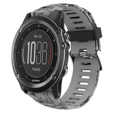 Per Garmin Fenix 3 HR 26mm Cinturino in silicone stampato mimetico (grigio + mimetico militare)