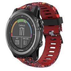 Per Garmin Fenix 3 Sapphire 26mm Cinturino in silicone stampato mimetico (rosso + mimetico medusa)