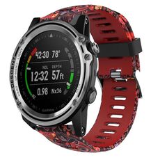 Per Garmin Descent MK 1 26mm Cinturino per orologio in silicone stampato mimetico (rosso + mimetico medusa)