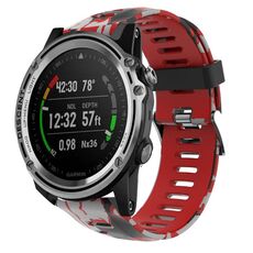 Per Garmin Descent MK 1 26mm Cinturino in silicone stampato mimetico (rosso + mimetico militare)