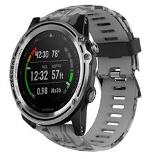 Per cinturino per orologio Garmin Descent MK 1 26mm in silicone stampato mimetico (grigio + mimetico militare)