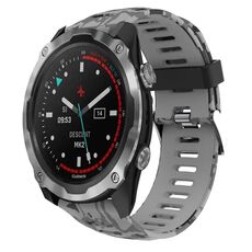 Per Garmin Descent MK 2i 26mm Cinturino in silicone stampato mimetico (grigio + mimetico militare)