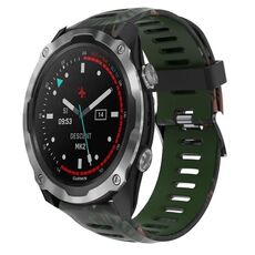 Per Garmin Descent MK 2i 26mm Cinturino in silicone stampato mimetico (verde militare + mimetico di bambù)
