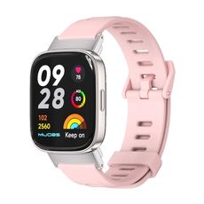 Per Redmi Watch 3 Mijobs Cinturino per orologio in TPU traspirante con foro piatto (rosa + argento)