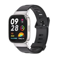 Per Redmi Watch 3 Mijobs Cinturino per orologio in TPU traspirante con foro piatto (nero + argento)