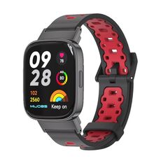 Per Redmi Watch 3 Mijobs Cinturino per orologio in TPU traspirante con foro quadrato (nero rosso)