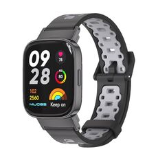 Per Redmi Watch 3 Mijobs Cinturino per orologio in TPU traspirante con foro quadrato (grigio nero)