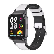 Per il cinturino dell'orologio in pelle TPU Mijobs Redmi Watch 3 (bianco nero)