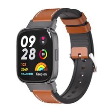 Per il cinturino dell'orologio in pelle TPU Mijobs Redmi Watch 3 (marrone nero)