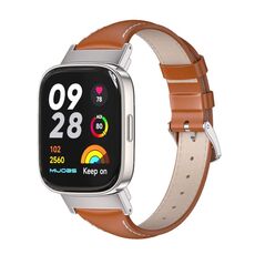 Per Redmi Watch 3 Mijobs cinturino sottile in vera pelle (arancione argento)