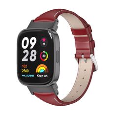 Per Redmi Watch 3 Mijobs cinturino sottile in vera pelle (rosso nero)